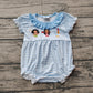 Baby Girl Short Sleeves Princess Blue Stripes Bubble Romper