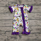 RTS Baby Girl Infant Short Sleeves Mardi Gras Bird Crawfish Ruffle Zipper Romper