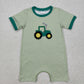 Baby Boy Girl Short Sleeves Embroidery Trucks Bows Sibling Romper Clothes Set