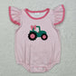 Baby Boy Girl Short Sleeves Embroidery Trucks Bows Sibling Romper Clothes Set