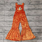 Preorder Baby Girl Straps Orange Embroidery Dog Velvet Jumpsuit（ No moq ）