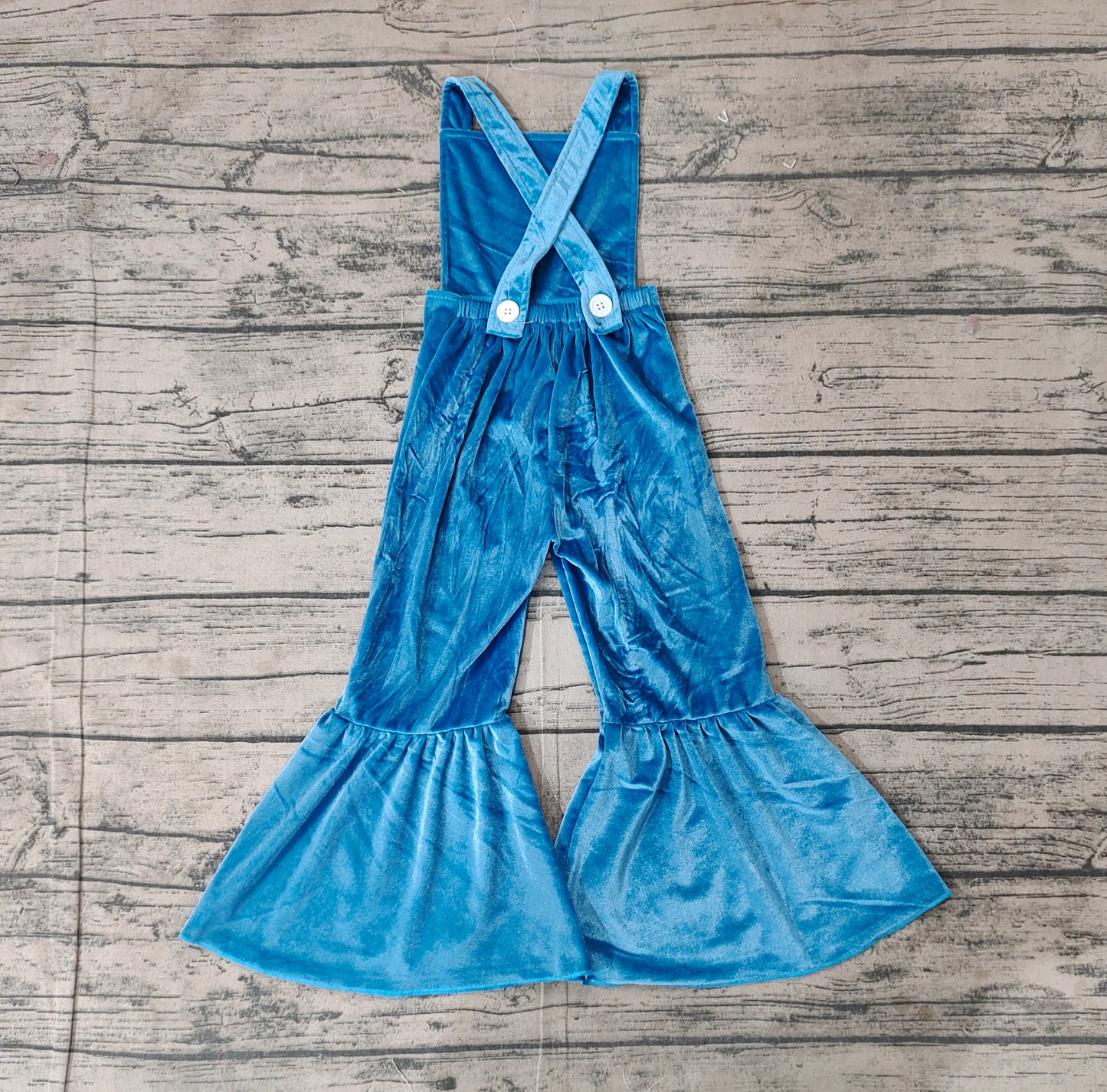 Preorder Baby Girl Straps Blue Embroidery Dog Velvet Jumpsuit（ No moq )