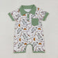 Baby Boy Short Sleeves Green Pocket Sibling Fishing Romper Clothes Set RTS