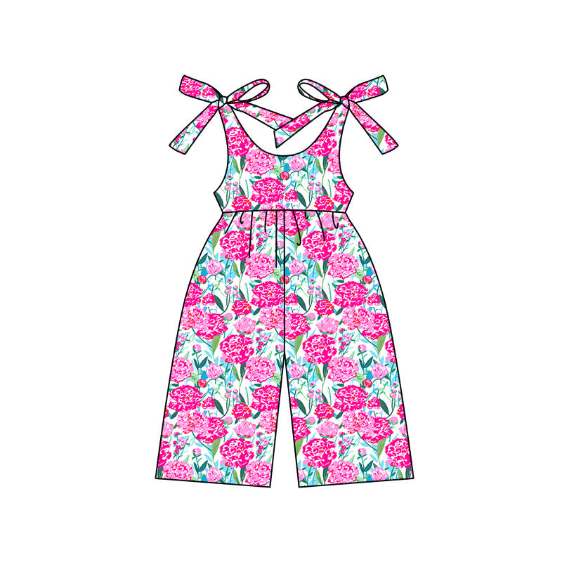 Preorder Baby Girl Straps Flower Pink Jumpsuit