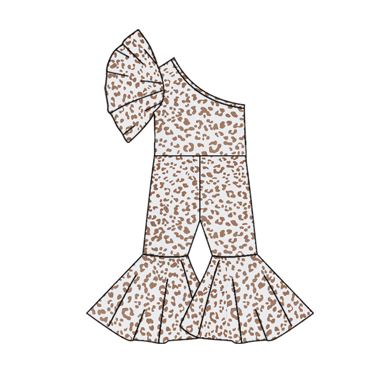 Preorder Baby Girl One Shoulder Western Leopard Jumpsuit