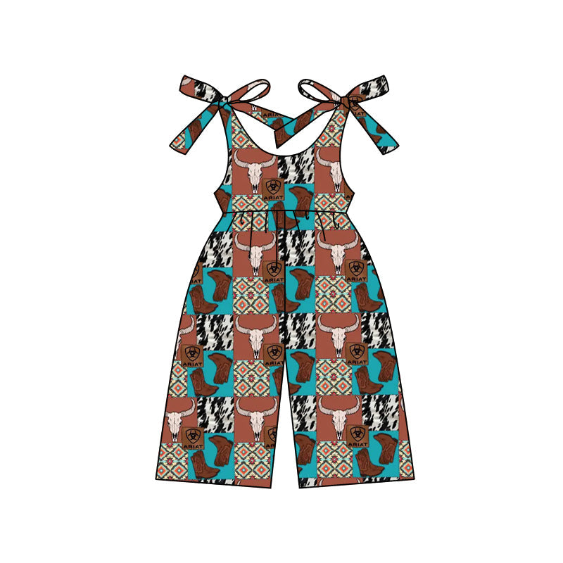 Preorder Baby Girl Straps Western Cow Jumpsuit