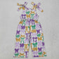 Sibling Family Baby Girls Kids Adult Women Colorful Bows Mardi Gras Romper Shorts Jumpsuit Dress Sets RTS
