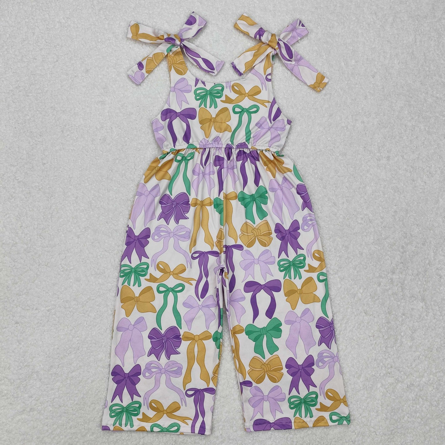 Sibling Family Baby Girls Kids Adult Women Colorful Bows Mardi Gras Romper Shorts Jumpsuit Dress Sets RTS