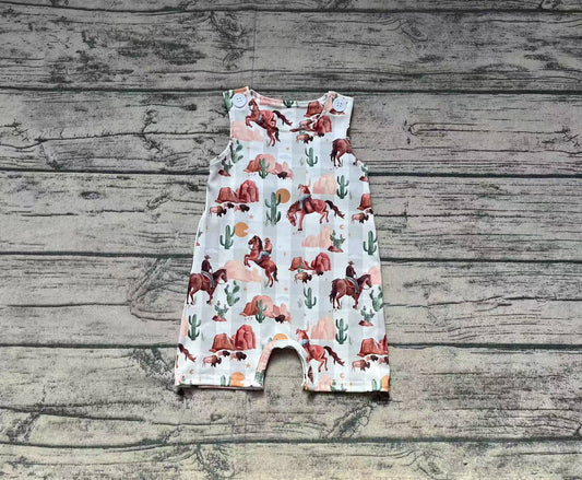 Baby Boy Infant Sleeveless Rodeo Western Cactus Romper RTS