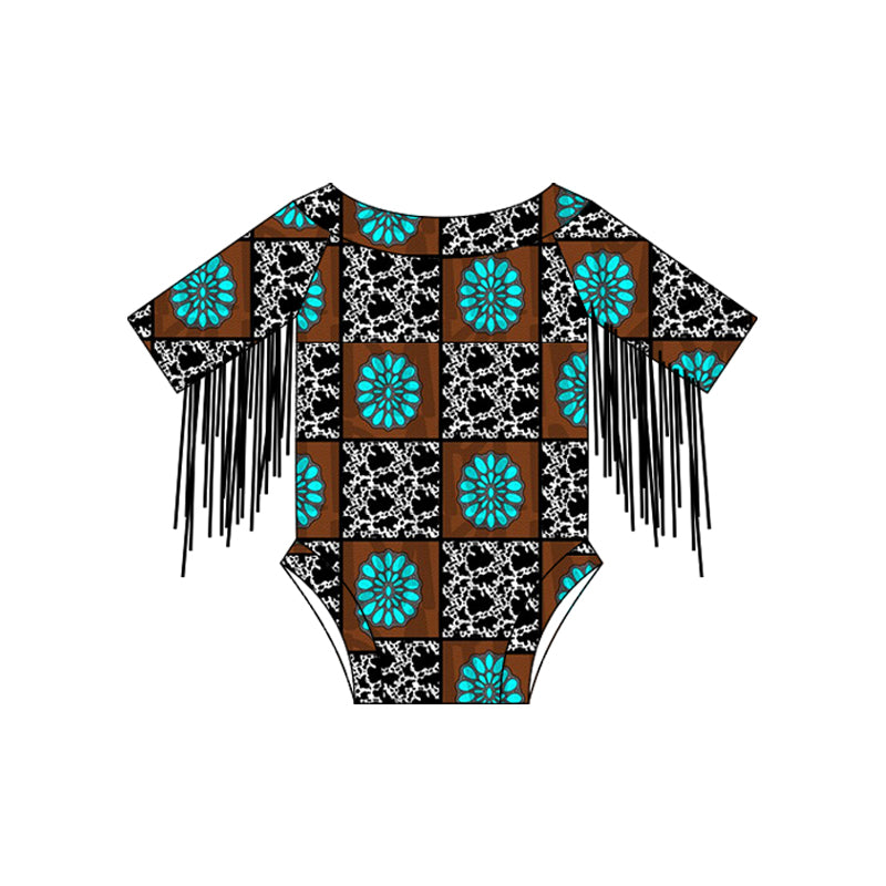 Preorder Baby Girl Infant Western Tassel Bubble Romper