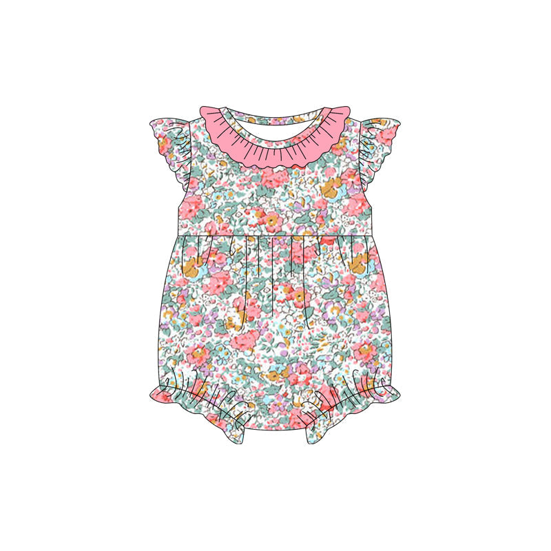Preorder Baby Girl Infant Short Sleeves Floral Bubble Romper