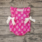 Baby Girl Infant Short Sleeves Doll Bows Bubble Pink Romper RTS