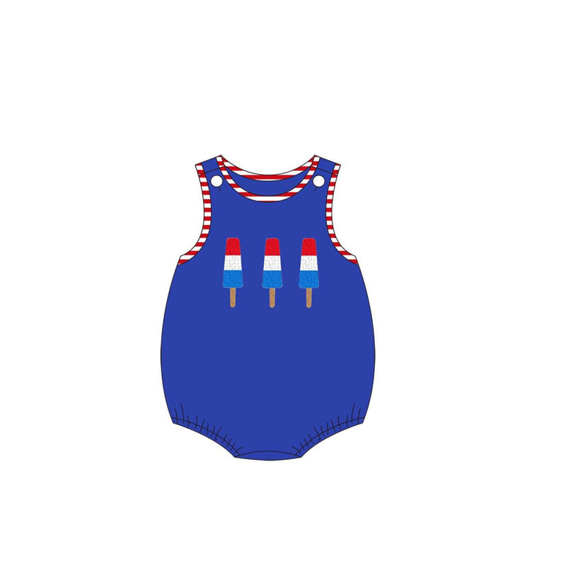 Preorder Baby Boy Infant Short Sleeves July 4th Popstick Bubble Romper
