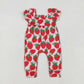 Sibling Baby Girls Short Sleeves Strawberry Floral Red Romper Set Clothes RTS