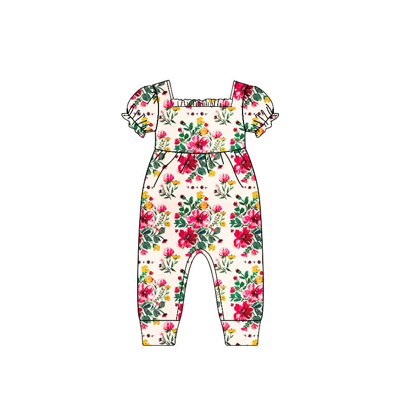 Preorder Baby Girl Infant Short Sleeves Flower Romper