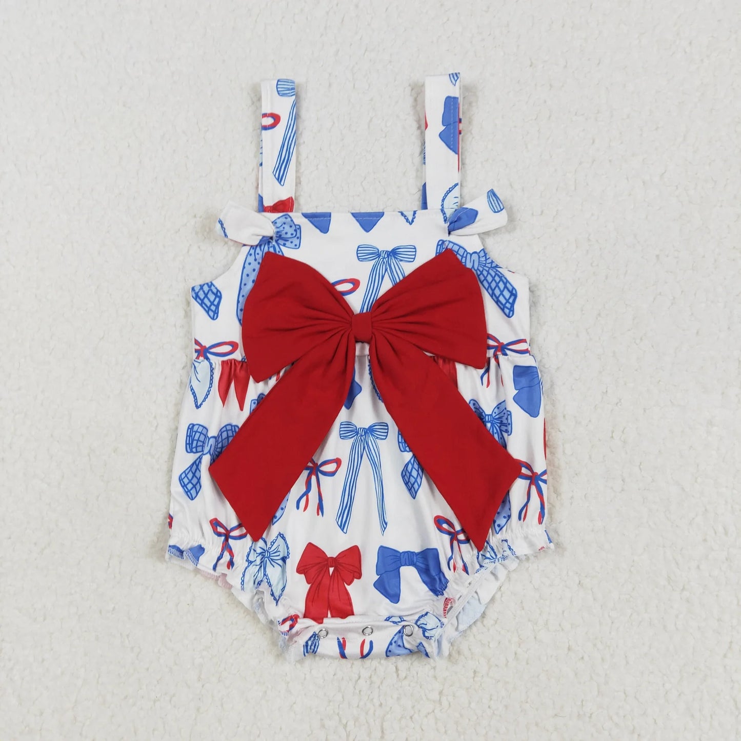 Sibling Baby Girls Infant Sleeveless Bows Summer Bubble Rompers Clothes RTS