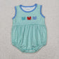 Baby Boy Girl Embroidery Crabs Green Plaid Sibling Summer Romper Outfit Clothes RTS