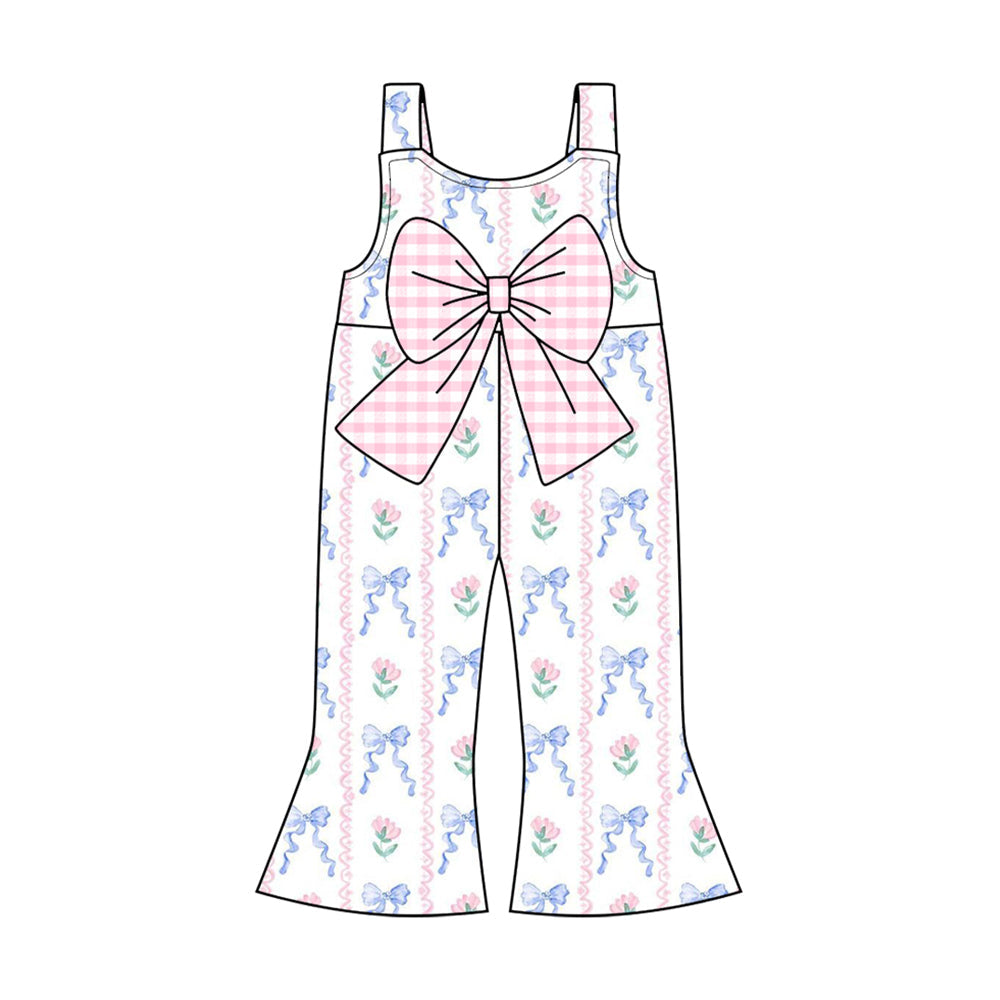 Preorder Baby Girl Infant Straps Flower Bows Jumpsuit ( Moq 5 )