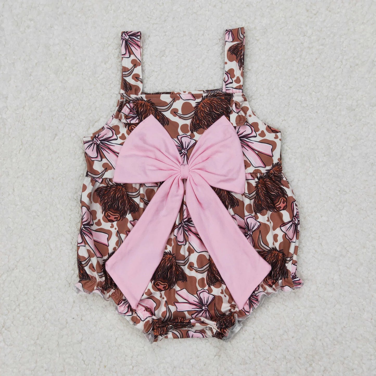 Sibling Baby Girls Infant Sleeveless Bows Summer Bubble Rompers Clothes RTS