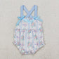 Baby Girl Blue Straps Flower Cakes Bows Sibling Romper Dress Outfit RTS