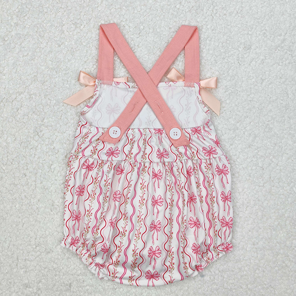 Baby Girl Straps Flower Bows Pink Sibling Romper Dress Outfit RTS