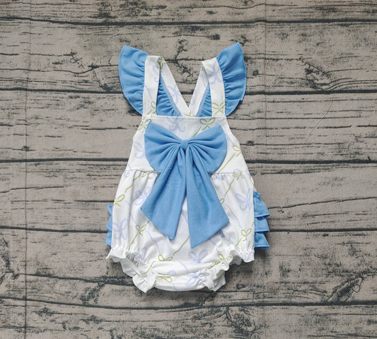 Preorder Baby Girl Short Sleeves Bows Bubble Ruffle Romper ( No moq )