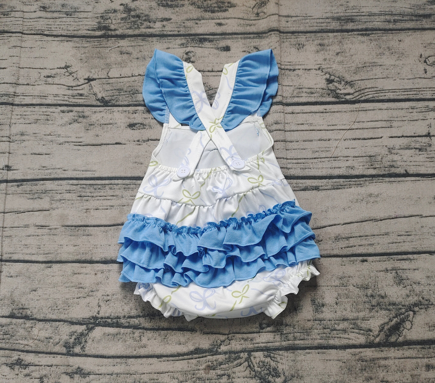 Preorder Baby Girl Short Sleeves Bows Bubble Ruffle Romper ( No moq )