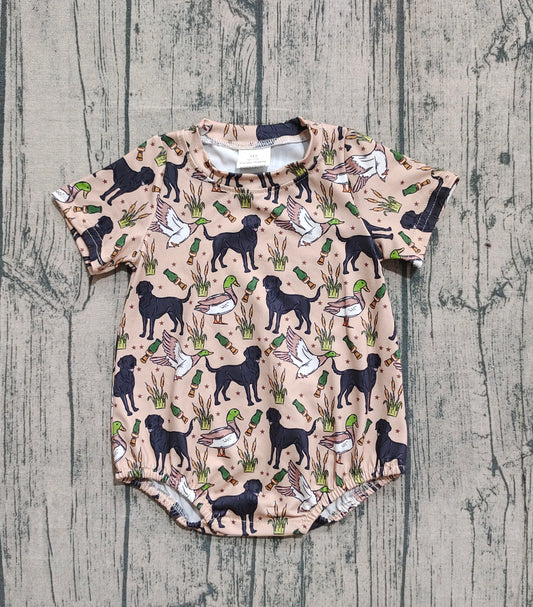 ( No moq ) Preorder Baby Boy Short Sleeves Ducks Dogs Hunting Bubble Romper