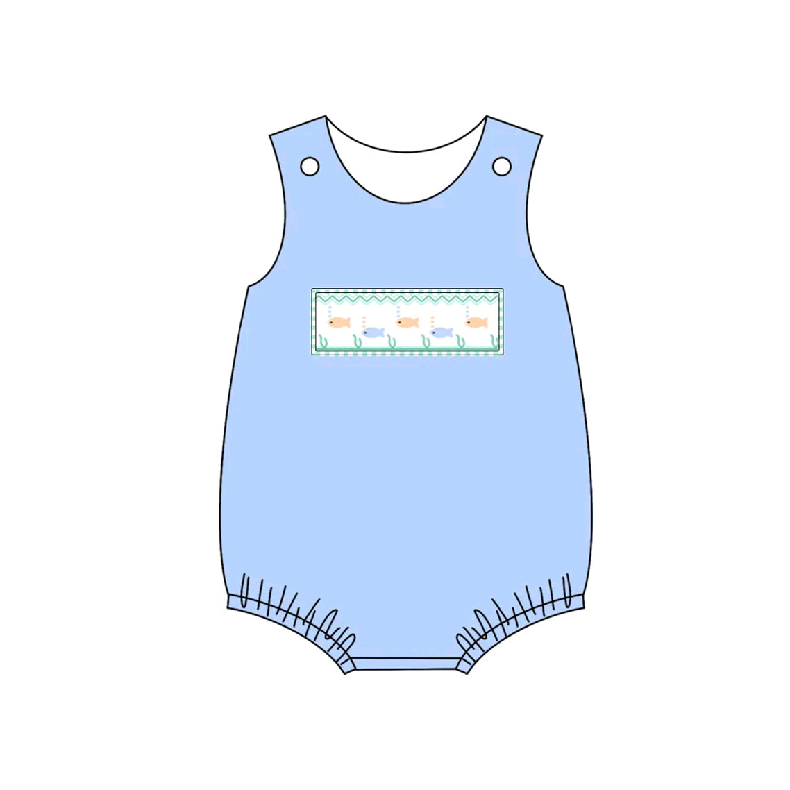 Preorder Baby Boy Infant Sleeveless Fish Blue Bubble Romper ( Moq 5 )