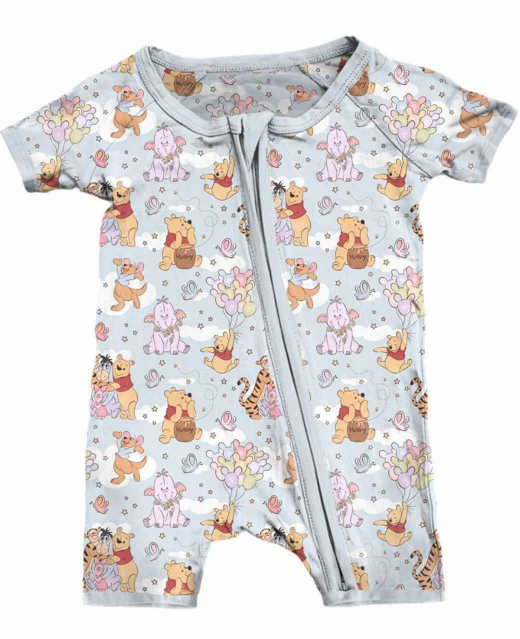 Preorder Baby Girl Infant Cartoon Bears Elephants Ballons Zipper Romper ( Moq 5 )