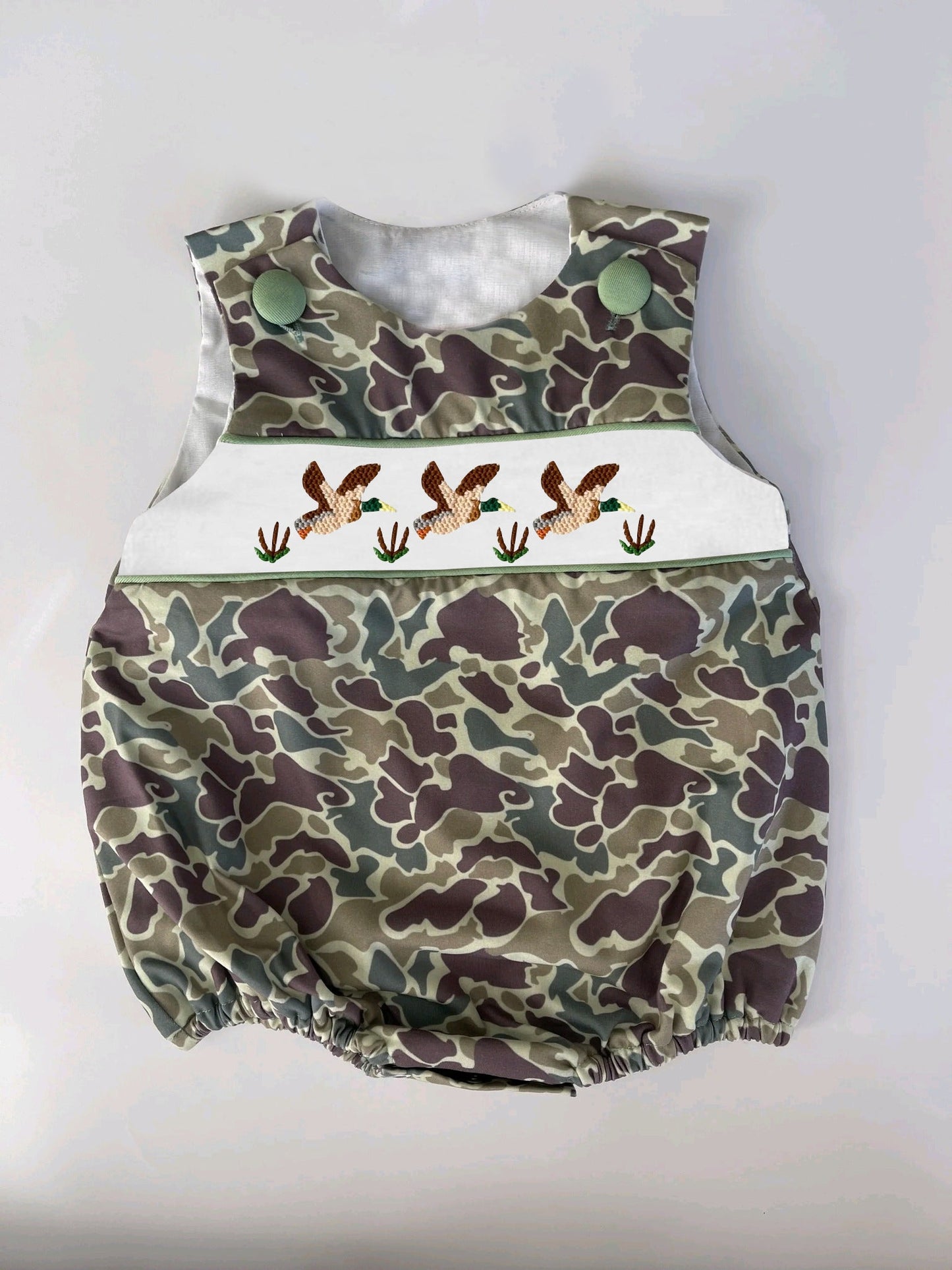 Preorder Baby Boy Infant Sleeveless Ducks Camo Bubble Romper ( Moq 5 )