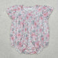 Baby Girl Short Sleeves Pink Flower Sibling Romper Dress Outfit Clothes RTS
