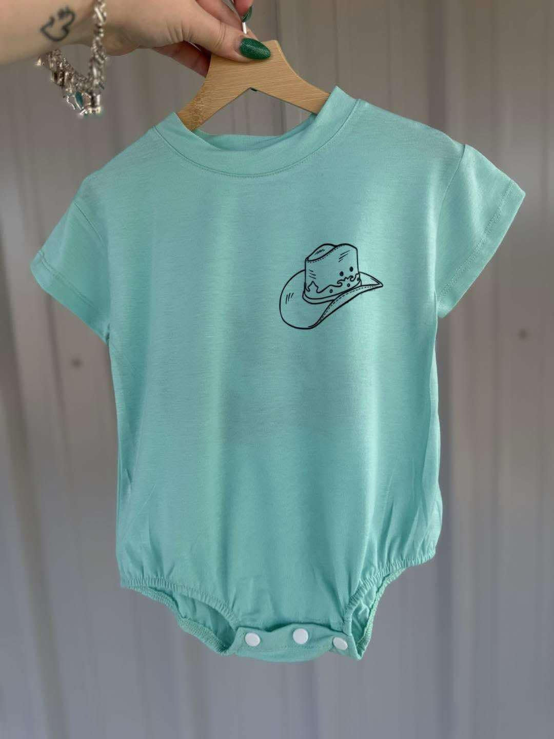 Preorder Baby Boy Infant Short Sleeves Western Rodeo Cactus Bubble Romper ( Moq 5 )