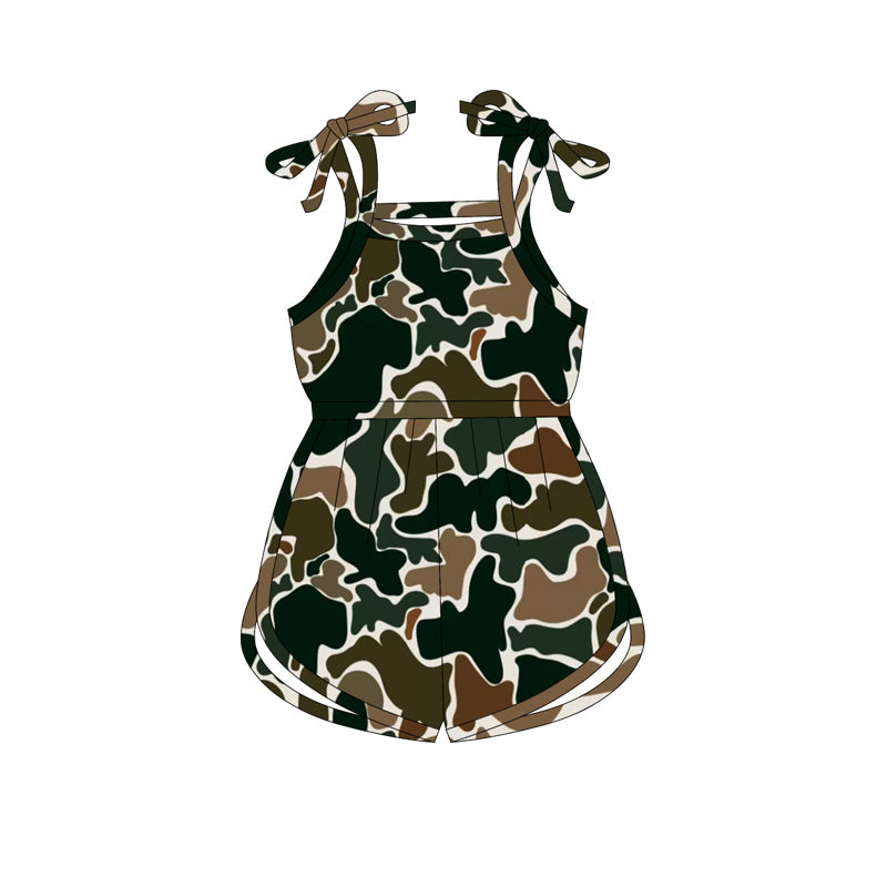 Preorder Baby Girl Straps Brown Camouflage Jumpsuit ( Moq 5 )