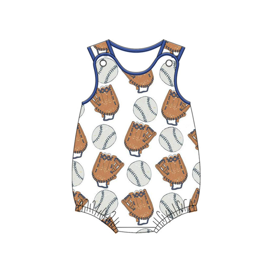 Preorder Baby Boy Infant Sleeveless Baseball Bubble Romper ( Moq 5 )
