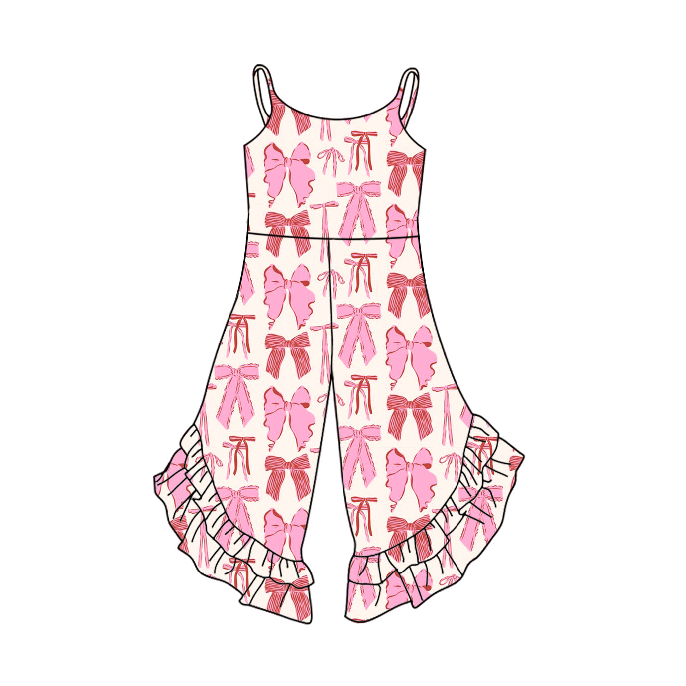 Preorder Baby Girl Straps Pink Bows Blue Ruffle Pants Jumpsuit ( Moq 5 )