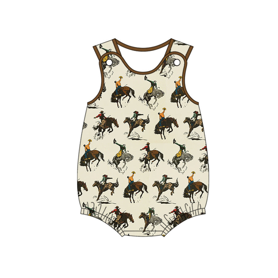 Preorder Baby Boy Infant Sleeveless Western Rodeo Bubble Romper ( Moq 5 )