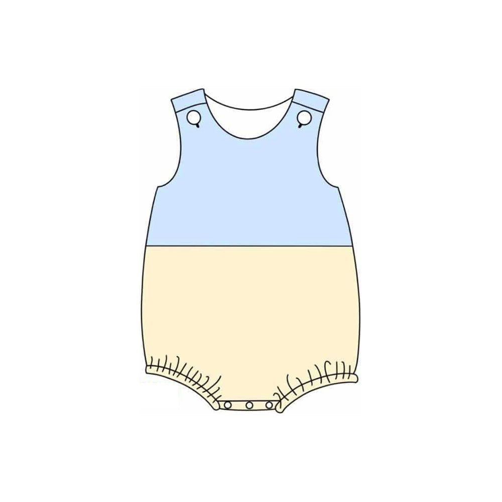 Preorder Baby Boy Infant Sleeveless Blue Yellow Bubble Romper ( Moq 5 )