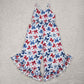 Sibling Baby Girls Kids Straps Stars Bows 4th Of July Bell Pants Jumpsuits RTS