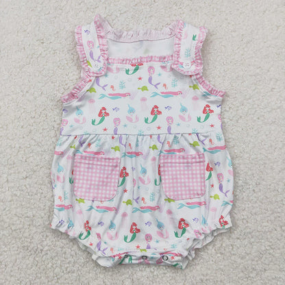 Sibling Baby Girls Kids Sleeveless Mermaid Ruffle Romper Dress Summer Clothes RTS