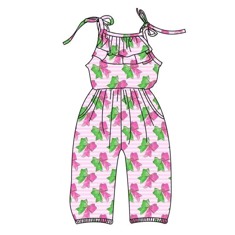 Preorder Baby Girl Halter Watermelon Bows Pants Jumpsuit ( Moq 5 )