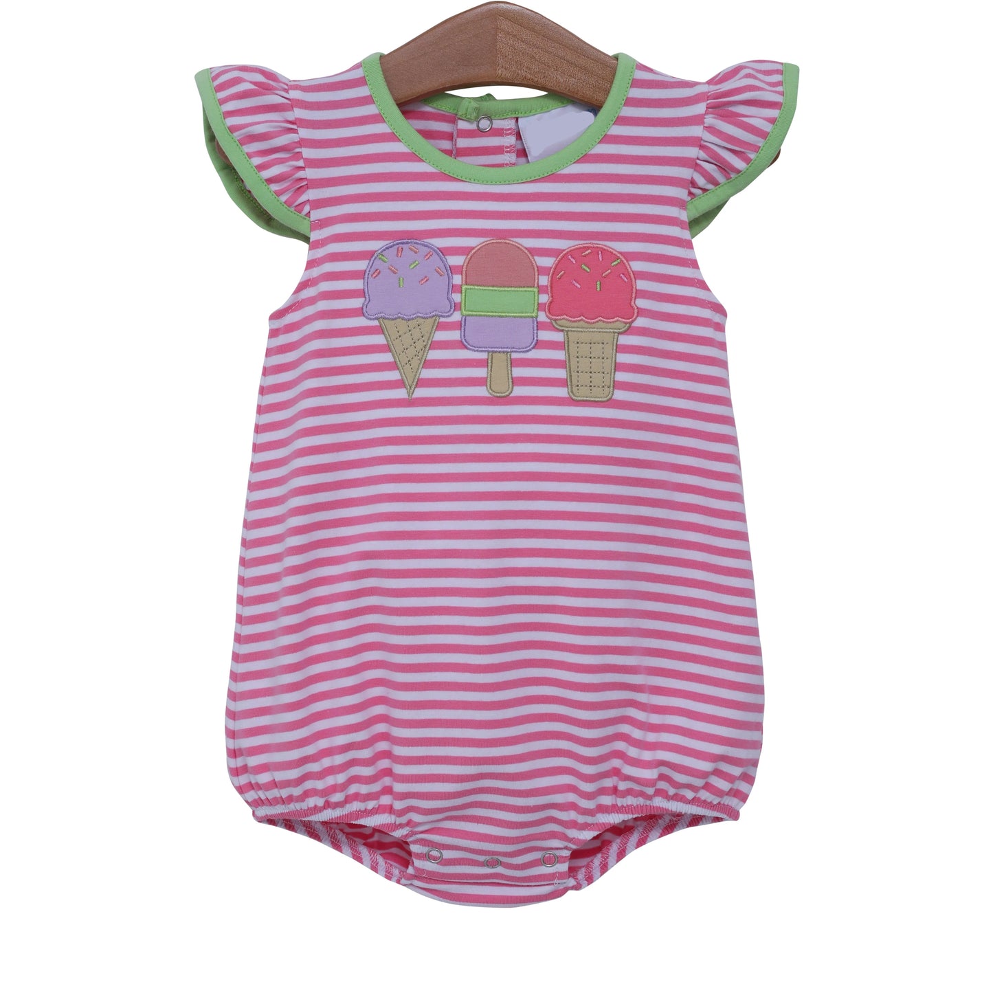 Preorder Baby Girl Short Sleeves Ice Cream Stripes Bubble Romper ( Moq 5 )