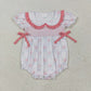 Baby Girl Infant Short Sleeves Embroidery Plaid Bows Flower Sibling Romper RTS