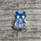 Baby Girl Infant Straps Blue Bows Ruffle Bubble Romper RTS