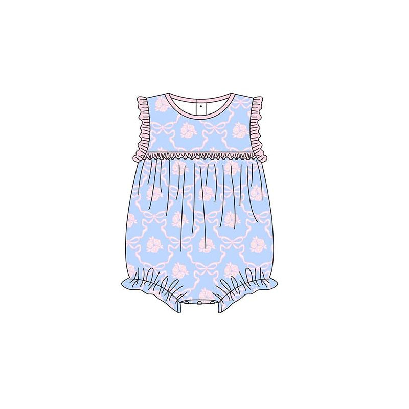 Preorder Baby Girl Infant Sleeveless Bows Flower Bubble Ruffle Romper ( Moq 5 )