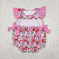 Baby Girl Infant Short Sleeves Embroidery Plaid Bows Flower Sibling Romper RTS
