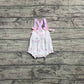 Baby Girl Infant Purple Bows Straps Flower Bubble Romper RTS