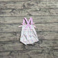 Baby Girl Infant Purple Bows Straps Flower Bubble Romper RTS