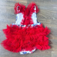 Preorder Baby Girl Infant 4th Of July Bows Stars Ruffle Red Tulle Romper ( Moq 5 )