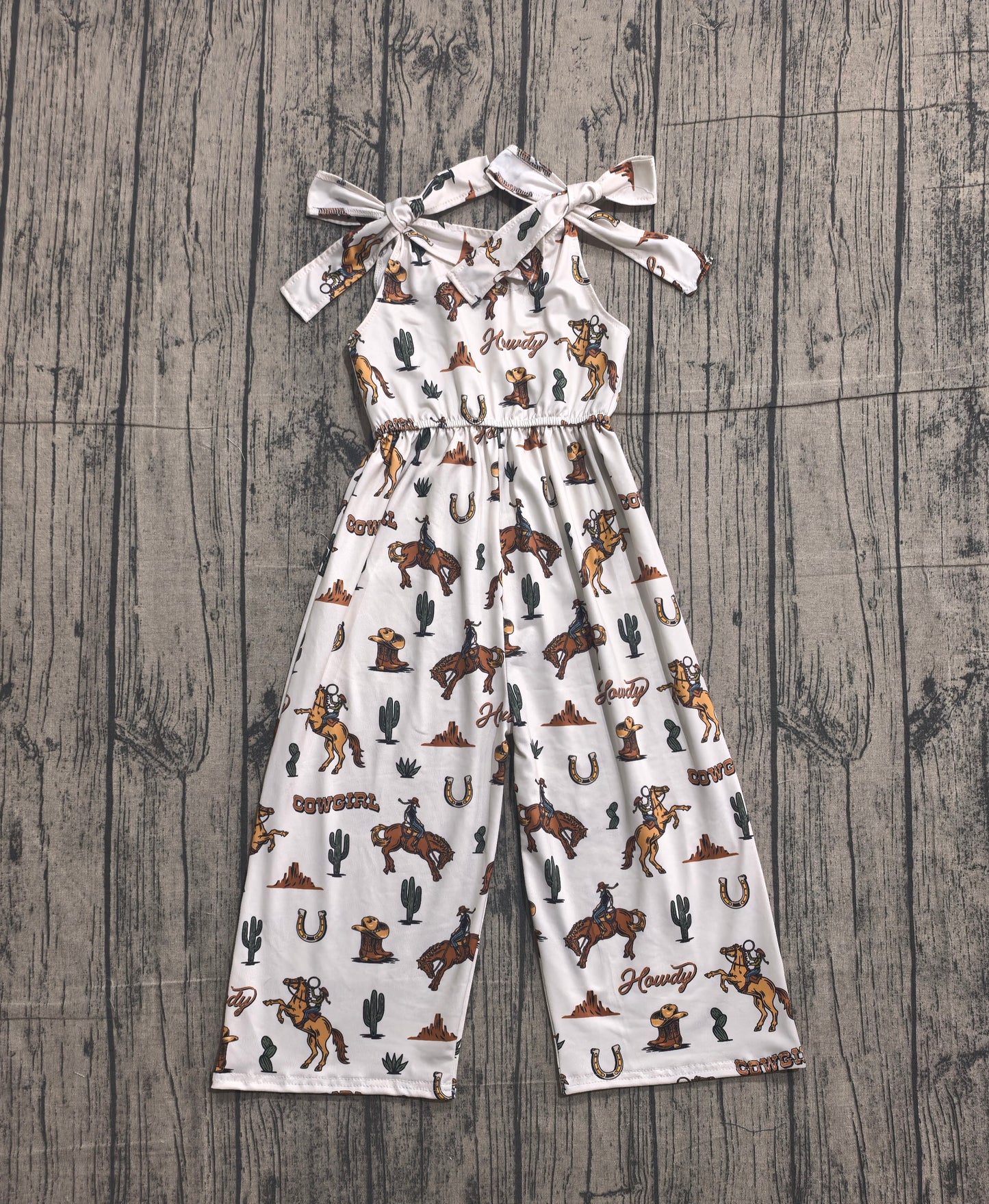 Baby Girls Kids Bows Straps Western Howdy Cowgirl Jumpsuit RTS